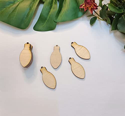 30pcs of Christmas Lights Dangle Earrings Sublimation Blank,Unfinished Wooden Light Bulb Wooden Slices Blank Christmas Wooden Hanging Decor (2'') Yuxuanish