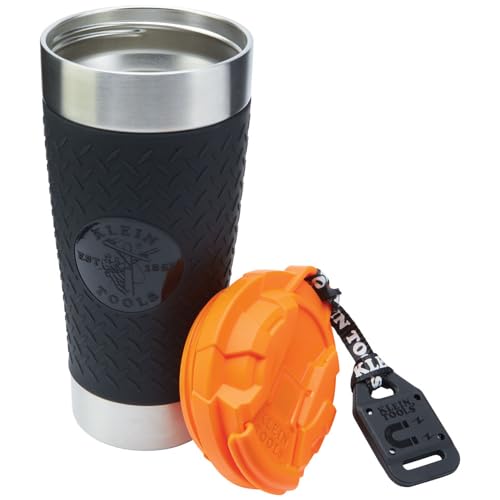 Klein Tools 55580 Stainless Steel Tumbler with Flip-Top Lid, Insulated 20 Oz. Tradesman's Double Wall Vacuum Mug, Slip-resistant Sleeve Klein Tools