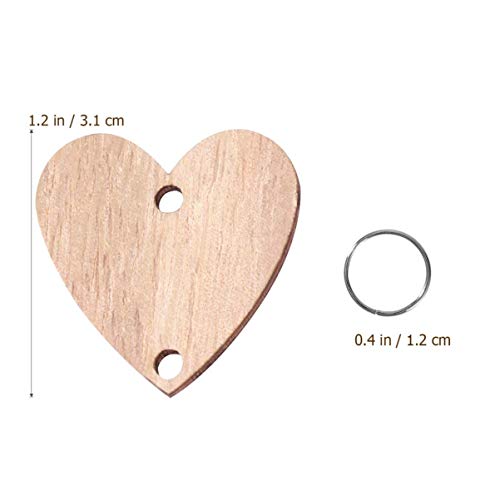 NOLITOY Wooden Board Calendar 50pcs Heart Wooden Slices and 50pcs Iron Loops, Wooden Discs with Holes for Wooden Birthday Reminder Calendar Board DIY NOLITOY