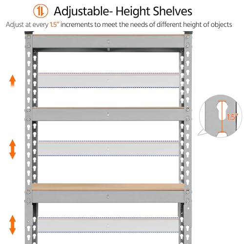 Topeakmart 5-Tier Utility Shelves, Metal Storage Shelves Garage Shelving Unit Adjustable Garage Storage Shelves Storage Racks Heavy Duty Shed Topeakmart