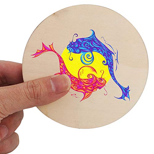 SKPPC 80 Pieces 4 Inch Unfinished Wood Circles Rounds Wooden Cutouts for Crafts, Door Design, Christmas Decorations, Coasters and DIY Home Decor SKPPC