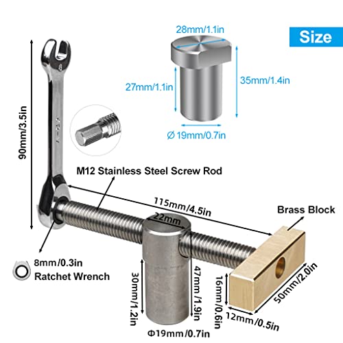 2PCS 3/4 Inch Bench Dog Clamps, Woodworking Clamps with 4 Bench Dogs, CNC Precision Machining Bench Dog with 2 Ratchet Wrenches, Low Profile Design JEEJINYAN