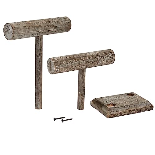 Bright Creations Rustic-Style 2-Tier Jewelry Organizer Stand, Wooden T-Bar Necklace Rack and Bracelet Holder Display for Selling, Bangle, Watch Bright Creations