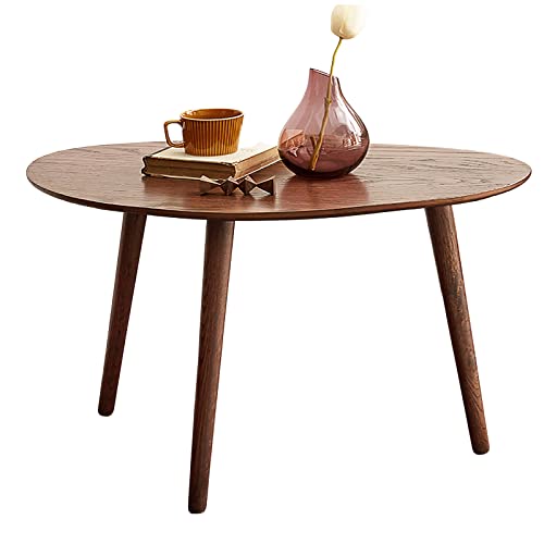 Vadisun Small Oval Coffee Table, Mid Century Modern Coffee Table for Living Room, 100% Solid Oak Wood Side Table, Minimalist Display Center Table Vadisun