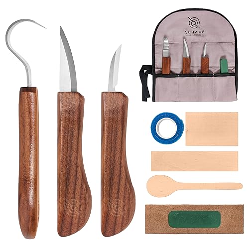 Schaaf Wood Carving Tools Knife Kit | Wood Carving Kit Includes Detail Whittling Knife, Sloyd Carving Knife, Spoon Carving Knife, Basswood Carving Schaaf Wood Carving Tools