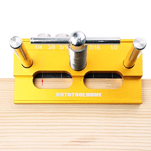 AUTOTOOLHOME Self Centering Doweling Jig Plus 6 inch Widen Wood Dowel Jig Kit Drill Jig for Straight Holes 6 Drill Guide Bushings Set Woodworking AUTOTOOLHOME