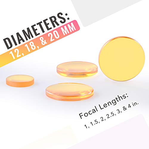 OMTech 20mm ZnSe Focus Lens, CVD ZnSe CO2 Laser Engraver Focal Lens with 2 Inch Focal Length, 2" FL Zinc Selenium Replacement Lens for 50W 60W 70W OMTech