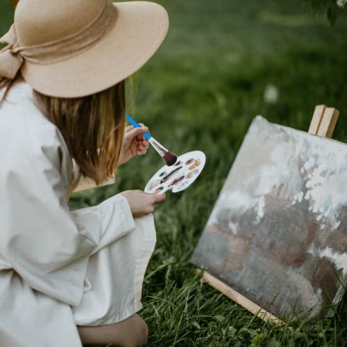 6 Pcs Mop Brush for Acrylic Painting 1 Inch Blending Brush Paint Brushes for Acrylic Painting Oval Mop Acrylic Brush with Wooden Handle for Acrylic Sliverdew