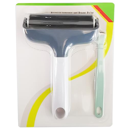 Brayer Roller & Mat Tweezers Remover Set 3.8-Inch Craft Brayer Stamping Roller Tools for Cricut/Silhouette/Brother Crafting Printmaking Fabric RELIABLESLING