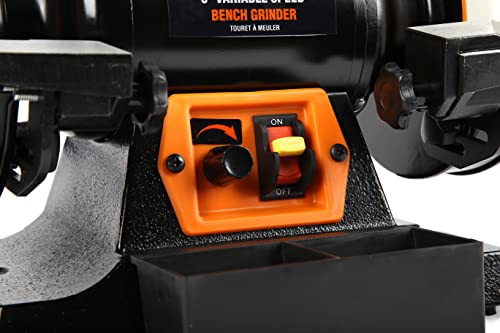 WEN BG625V 2.5-Amp 6-Inch Variable Speed Bench Grinder with Flexible Work Light , Black WEN
