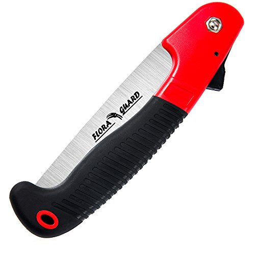 FLORA GUARD Folding Hand Saw, Camping/Pruning Saw with Rugged 7.7 Inch Blades Professional Folding Saw Razor Tooth Sharp Blade Solid Grip(Red) FLORA GUARD
