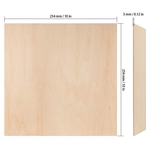 ZEONHAK 20 Pack 10 x 10 x 0.12 Inches Square Unfinished Wood Pieces, Thin Plywood Wood Sheets with Sharp Corners, Unfinished Blank Wood Slices for ZEONHAK