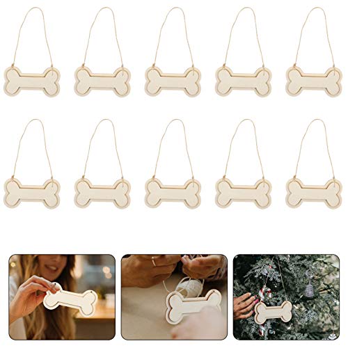Sign Decor 30Pcs Dog Bone Shaped Wooden Cutouts Wooden Dog Bone Shape Sign Blank Hanging Wooden Plaque Unfinished Wood Dog Bone with Ropes for Crafts EXCEART