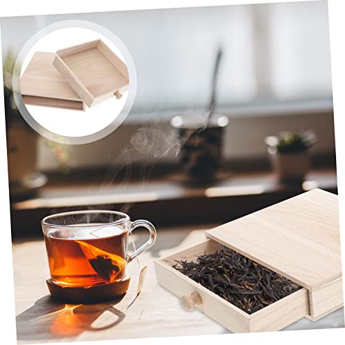 NOLITOY Box Tea Box Gift Box Tea Storage Tea Organizer Container Multi-functional Wood Tea Organizer Tea Holder Desk Topper Wood Storage Drawers Wood NOLITOY