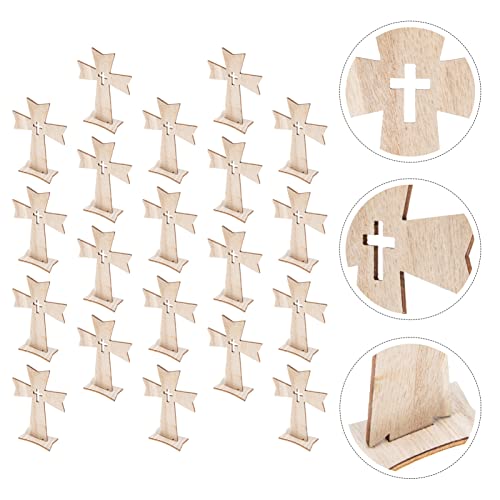 PRETYZOOM 60 pcs Holiday Decorations Wood Jesus Cross Wood Crosses for Crafts Unfinished Cutout Remembrance Ornament Tabletop Cross Holy Cross Table PRETYZOOM