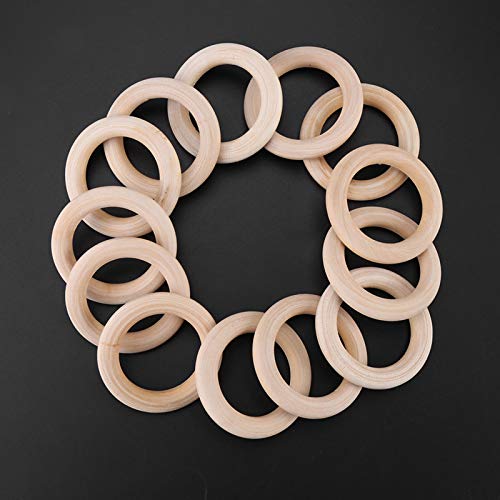 50pcs Wood Rings Circle Unfinished Wooden Round Rings DIY Wood Craft Pendant Connectors Jewelry Making Walfront
