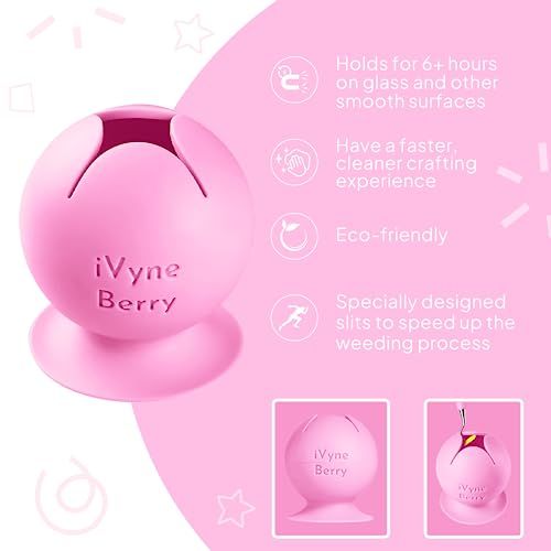 iVyne Berry Suctioned Vinyl Weeding Scrap Collector & Holder for Weeding Tools for Vinyl - Pink iVyne