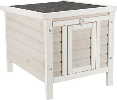 TRIXIE Small Pet House, Wooden Outdoor Shelter, Weatherproof Pet Home, Ideal for Cats, Rabbits, Bunnies, Guinea Pigs, Lt. Gray