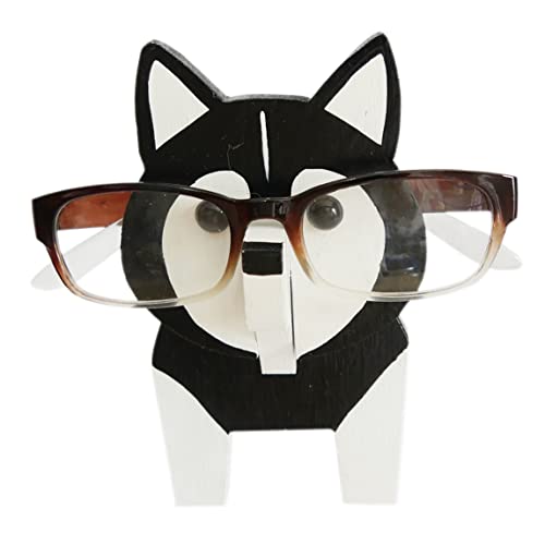 Red Dollar Handmade Wood Carved Animal Eyeglass Holder, Sunglasses Display Stand, Nightstand Home Office Desk Decor, Christmas Holiday New Year Red Dollar