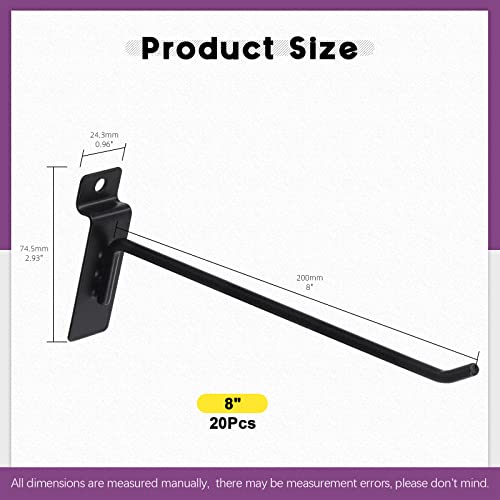 Swpeet 20Pcs 8 Inch Heavy Duty Slatwall Hooks Assortment Kit, Slatwall Accessories Slatwall Panel Hooks Garage Organization Slat Wall Hooks Pegboard Swpeet