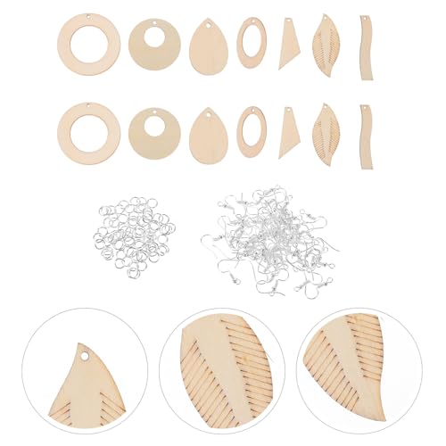 KALLORY 1 Set Wood Earrings Blank Unfinished Wood Earrings Teardrop Ellipse Pendants Sublimation Earring Blanks Wooden Earring Blank for Women Girls KALLORY