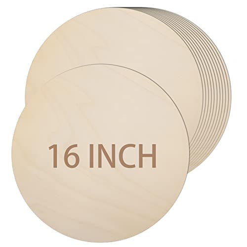 12 Pack 16 Inch Round Wood Circles for Crafts Unfinished Wood Circles Natural Round Wood Discs Blank Round Wood Signs Cutouts for Door Hangers, Door AWIZOM