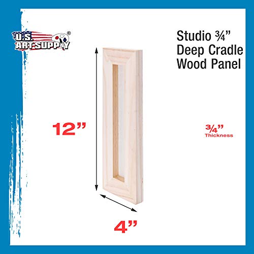 U.S. Art Supply 4" x 12" Birch Wood Paint Pouring Panel Boards, Studio 3/4" Deep Cradle (Pack of 4) - Artist Wooden Wall Canvases - Painting U.S. Art Supply