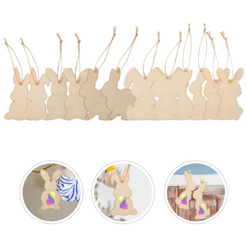 Tofficu 36Pcs Wooden Bunny Cutouts Unfinished Wood Cutouts to Paint Rabbit Wood Slices for Easter Crafts Easter Spring Decorations Tofficu