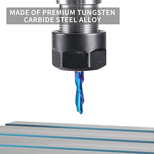 EANOSIC Downcut Spiral Router Bits 1/4 inch Shank, 1/4 inch Cutting Diameter Solid Carbide with Nano Blue Coating CNC Router Bits End Mill for Wood EANOSIC