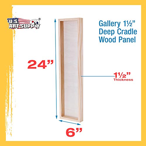 U.S. Art Supply 6" x 24" Birch Wood Paint Pouring Panel Boards, Gallery 1-1/2" Deep Cradle (Pack of 2) - Artist Depth Wooden Wall Canvases - Painting U.S. Art Supply