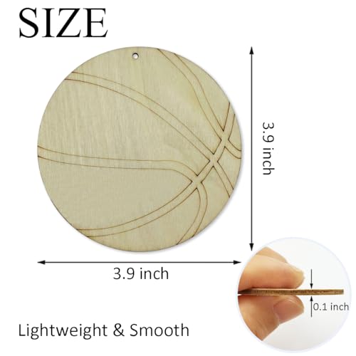 20pcs Unfinished Basketball Wood Cutouts Basketball Wood DIY Crafts Cutouts Blank Wooden Basketball Shaped Hanging Ornaments KRSHEMDE