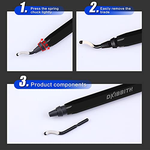 Deburring Tool Set 11 Pieces of High Speed Steel Rotary Burr Removal Blades, Ideal for Deburring Tool,1 Black Handle DKIBBITH
