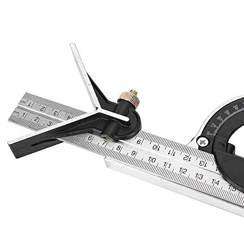 Fafeicy Stainless Steel T Square Ruler Adjustable Sliding Combination Square Ruler & Protractor Level Measure Measuring Tool 4-Piece 4R Combination Fafeicy