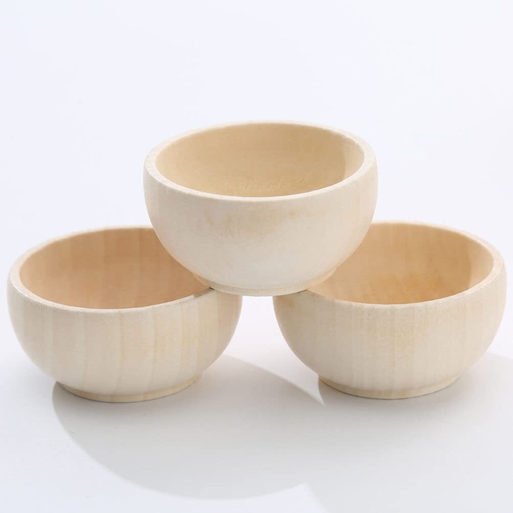 SEWACC 5pcs Wooden Bowls Unfinished Bowls Unpainted Wooden Bowls Serving Bowl Wood Crafts Bowls Pinch Bowls for Fruits Salad Cereal SEWACC