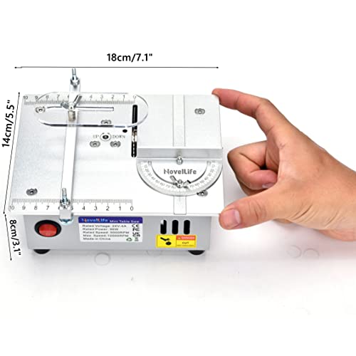 NovelLife Mini Hobby Table Saw Handmade Woodworking Bench Saw DIY Model Crafts Cutting Tool with Adjustable Power Supply 63mm HSS Circular Saw Blade NovelLife