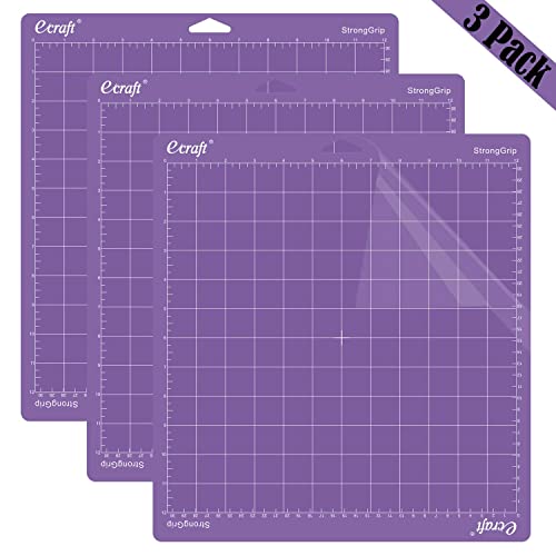 ecraft 12"X12" Cutting Mat for Cricut Explore One/Air/Air 2/Maker 3 Pieces Strong Adhesive Sticky Purple Quilting Cut Mats Replacement for ecraft