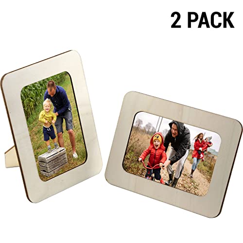 IFAMIO 2 Pack Wooden DIY Photo Frame Tabletop Wood Picture Frames Unfinished Solid Wood Picture Frames on Stand 4" x 6" Paintable Blank Rectangle IFAMIO