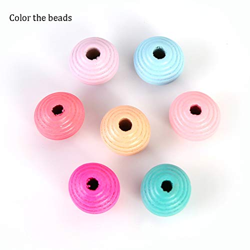 50 Pcs Natural Geometric Screw Thread Carved Wood Beads Unfinished Wooden Spacer Beads for Jewelry Bracelet Necklace DIY Craft Making, 20mm Teensery