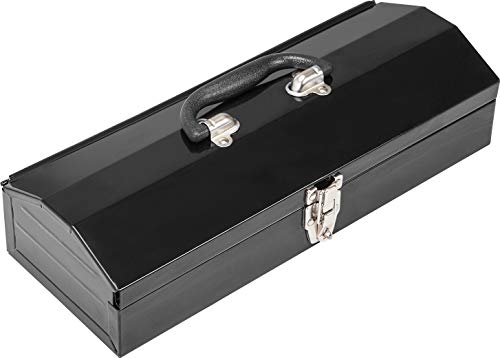 Torin ATB102B 16" Hip Roof Style Portable Steel Tool Box with Metal Latch Closure, Black Torin
