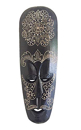 OMA Wood Carved African Wall Decor Mask With Beautiful Hand Painted Designs - Large Size 20" OMA