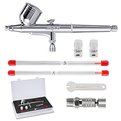 Saudoli 46 PSI Airbrush Kit With Compressor - Double Action Trigger Air  Brush Gun with 0.3mm Nozzle and Cleaning Brush Set for model Paint, Tattoo