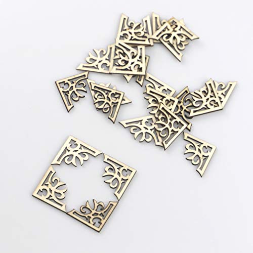 Exceart 100pcs Unfinished Wood Slices Wooden Book Corner Protectors DIY Craft Wood Embellishments for Scrapbooking Album Menu Home Wedding Decoration EXCEART