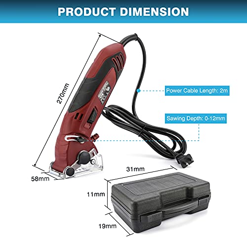 IRONWALLS Mini Circular Saw Set, 400W 3400RMP Multi-Functional Circular Saw Machine with 3PCS Carbide Tipped Blade, 110V Hand-Held Corded Electric IRONWALLS