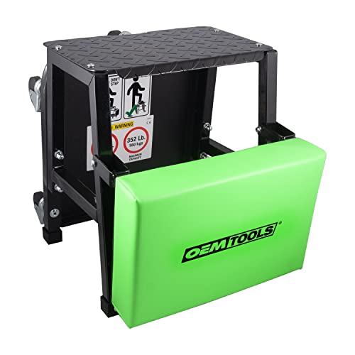 OEMTOOLS 24904 Workshop Seat and Step Stool, Garage Creeper Seat with 300 LBS Capacity, Mechanics Stool with Wheels, Padded Vinyl Mechanic Stool with OEMTOOLS