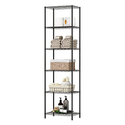 HOMEFORT 6-Tier Wire Shelving, 6 Shelves Unit Metal Storage Rack, Durable Organizer, Perfect for Pantry Closet Kitchen Laundry Organization (Black)