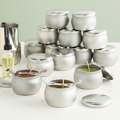 Bright Creations 24 Pack Small 4 oz Candle Tins for Making Candles with Lids, Round Containers for DIY Crafts (Silver, 3 x 2 in) Bright Creations