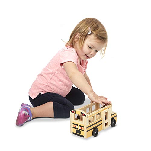 Melissa & Doug School Bus Wooden Toy Set With 7 Figures, Pretend Play, Classic Toys For Kids Melissa & Doug