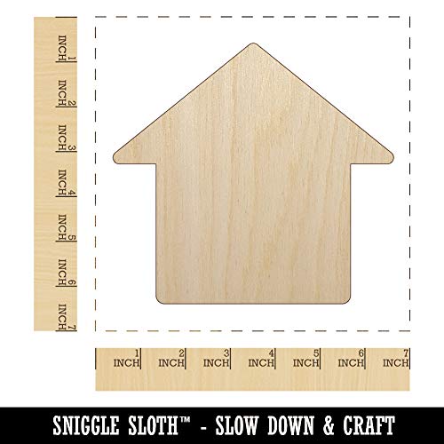 House Home Unfinished Wood Shape Piece Cutout for DIY Craft Projects - 1/4 Inch Thick - 6.25 Inch Size Sniggle Sloth