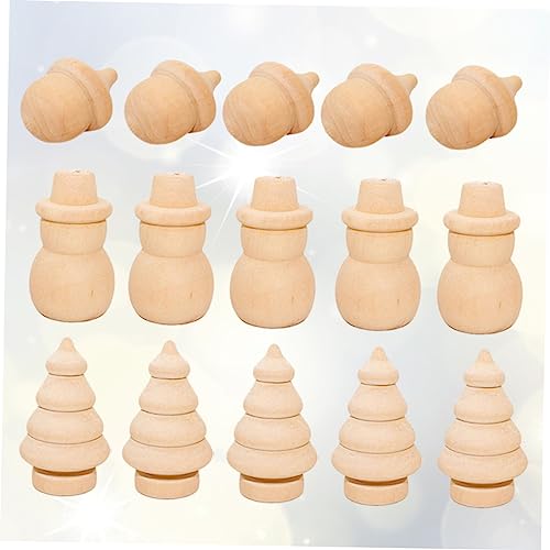SEWACC 15pcs Wood Decor Natural Home Decor Home Decoration Unfinished Wooden Figurine Unfinished DIY Doll Blank Peg Dolls Household Crafts Wooden SEWACC