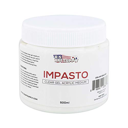U.S. Art Supply Impasto Clear Gel Acrylic Medium, 500ml Tub U.S. Art Supply